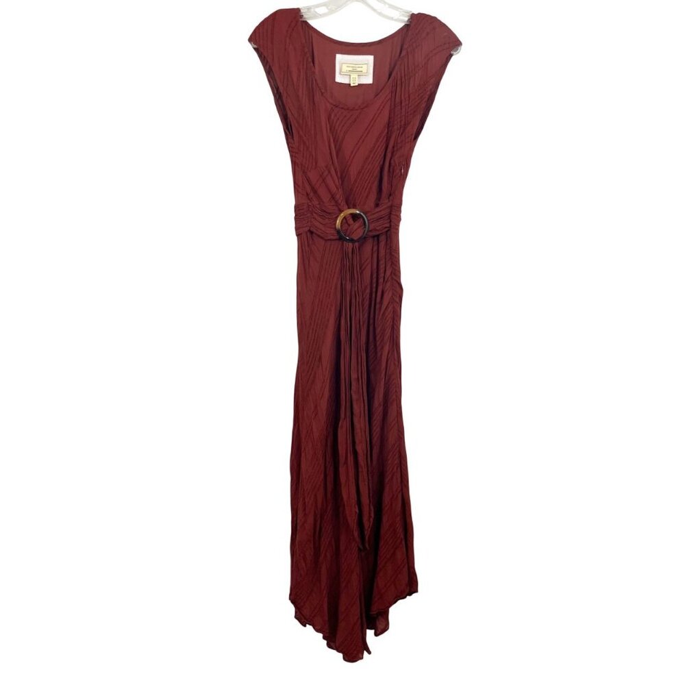 Anthropologie Moulinette Souers Guinevere Maxi Dress Belt Cap Sleeve Boho Size 6